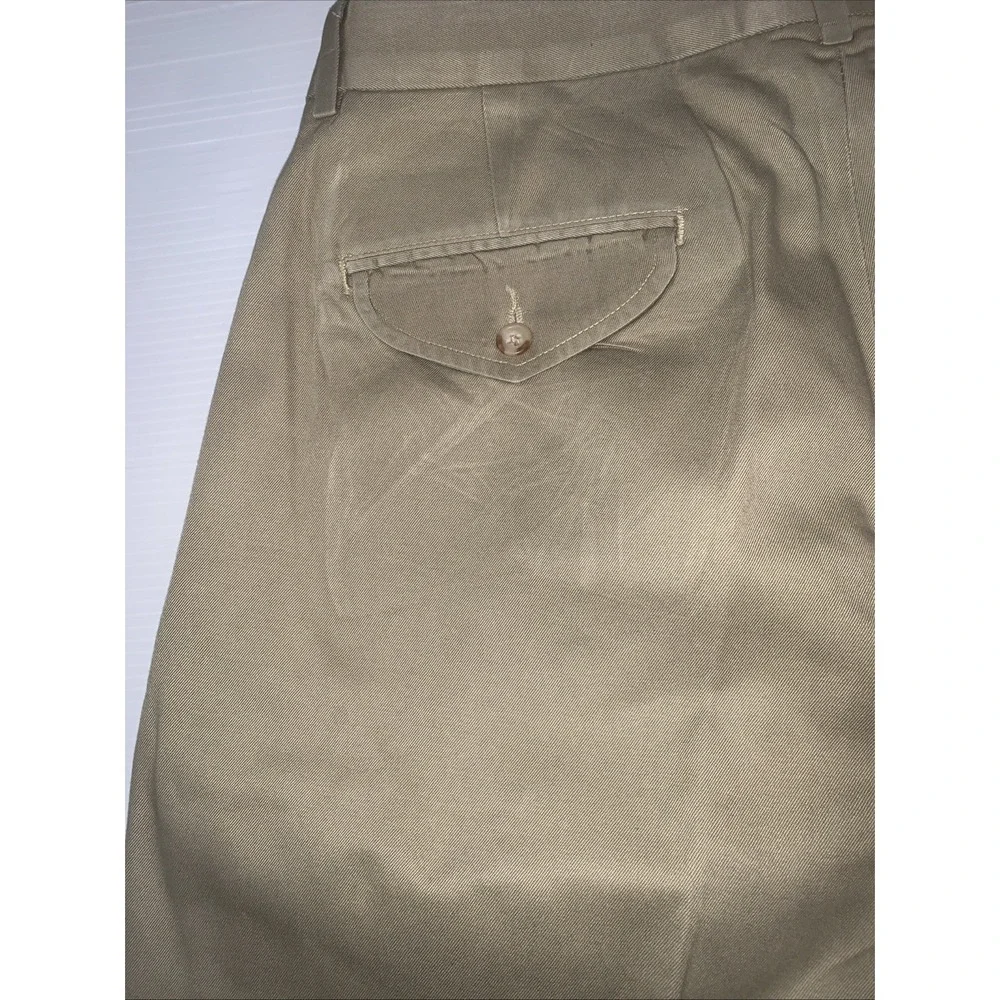 VINTAGE Polo Ralph Lauren Pants Mens 33x30 Double Pleated Chino Beige Preppy